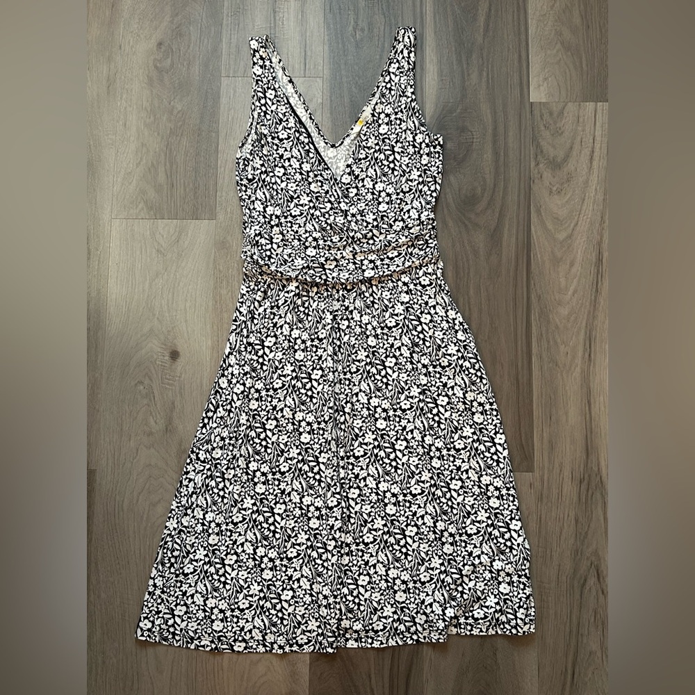 Boden Black and White Floral Midi Dress